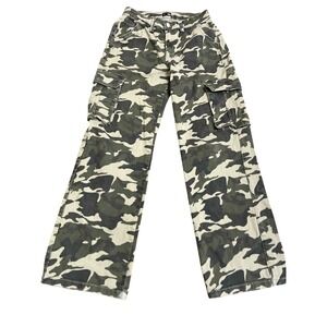 L and M Black Label Womens Camo Cargo Pants Size S Utility Pockets Comfort Denim